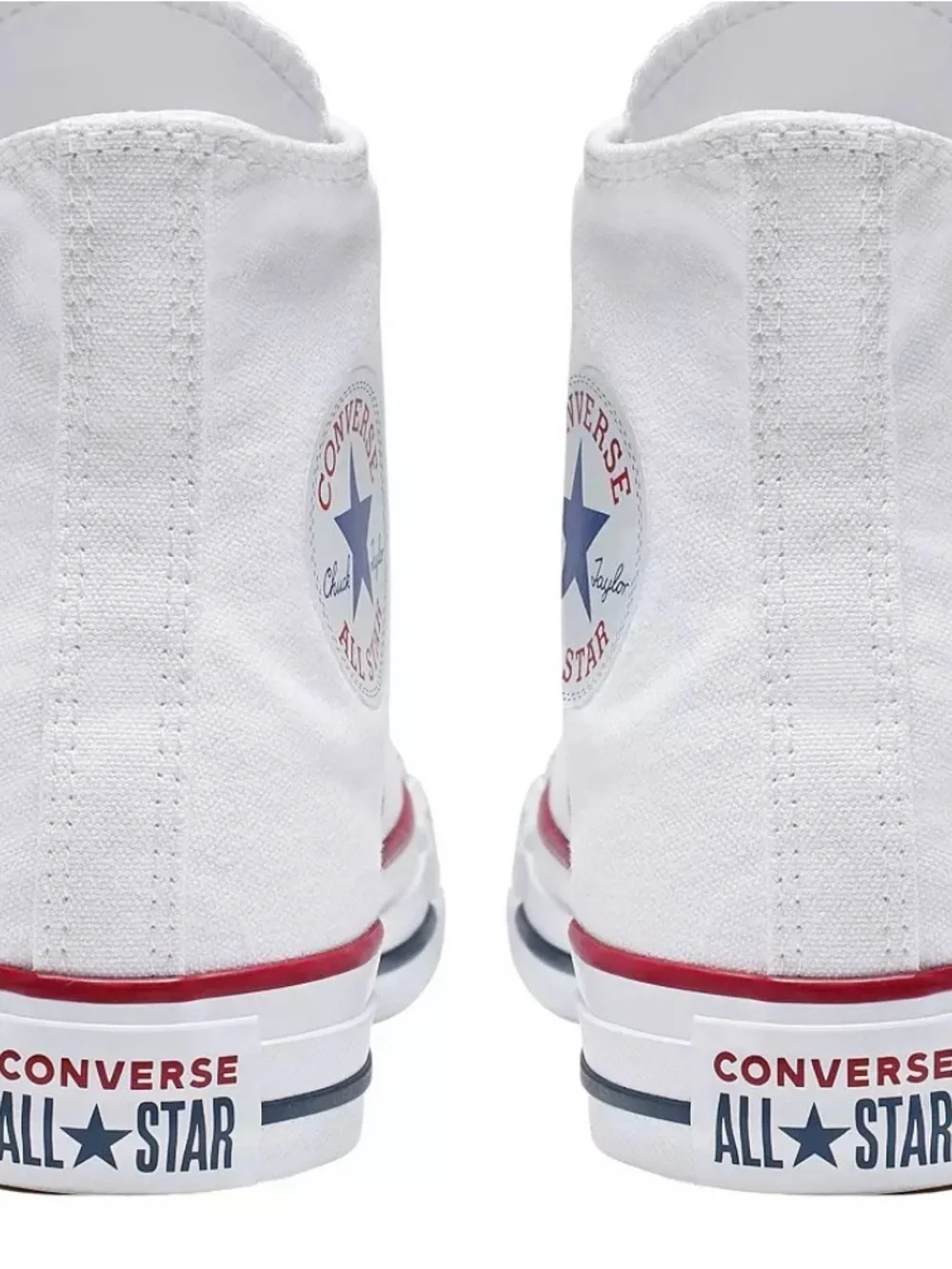 NWT Converse White High-Top Chuck Taylor Sneakers with Red & Blue Stripe